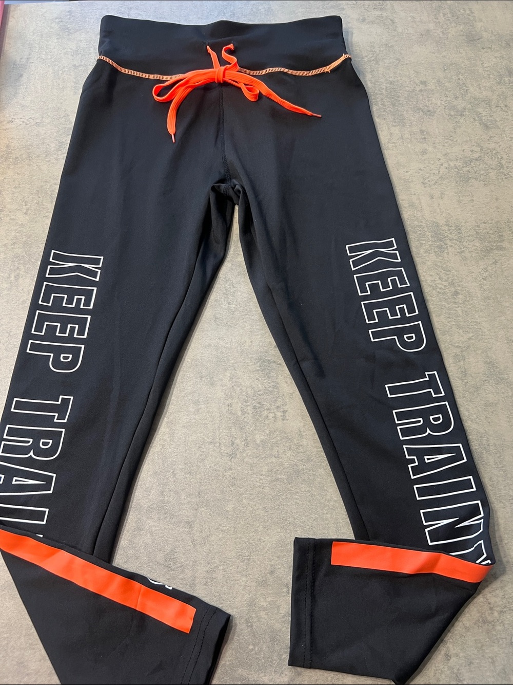 Black Active Leggings with Orange Accents - Keep Train